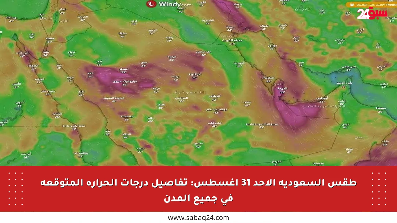 طقس السعودية الأحد 31 أغسطس: تفاصيل درجات الحرارة المتوقعة في جميع المدن